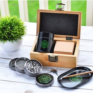Custom Wooden Grinder Gift Box, Summer Festival Accessories, Personalized Tobacco Grinder Gift, XL Spice Grinder, Storage Box w/ Lock
