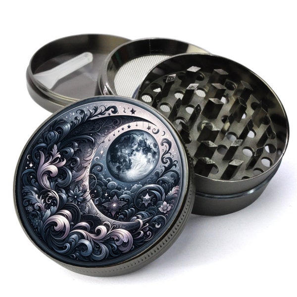 Whimsigoth Crescent Moon Grinder, Gothic Tobacco Grinder, Wiccan Herb Grinder, Steampunk Grinder, Futuristic Grinder, Dark Fairytale Decor