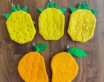 Quilted Pineapple and Mango Coin Purse