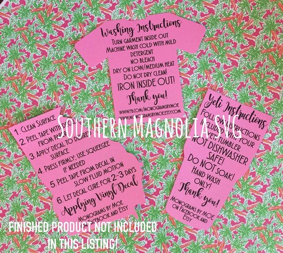 Download Tumbler Cup Care Card Instructions Print and Cut File | Etsy