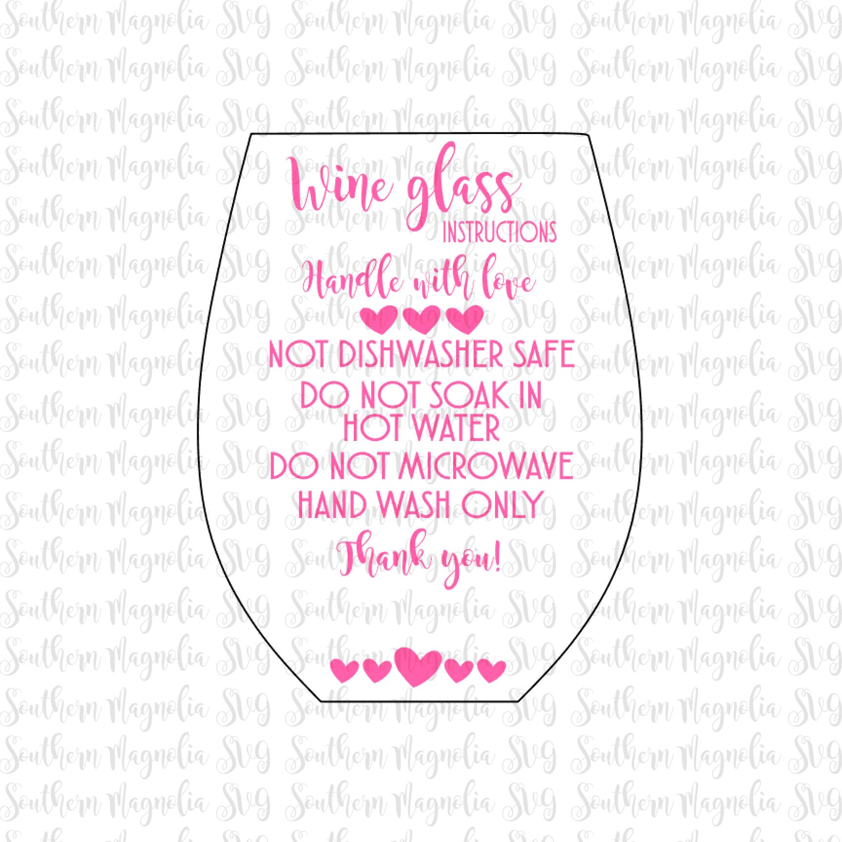 Stemless Wine Glass Care Card Instructions Print and Cut Etsy