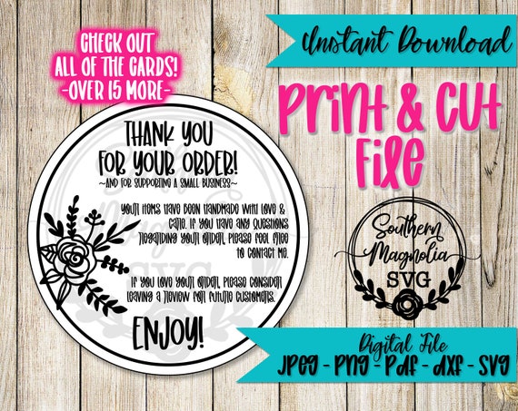 Download Thank You Cards Print And Cut Care Card Care Card Etsy