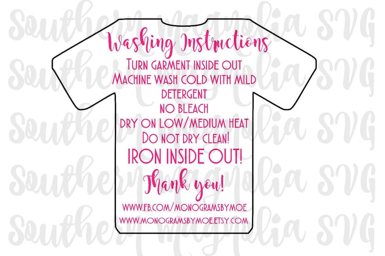 vinyl apparel care card instructions print and cut file etsy