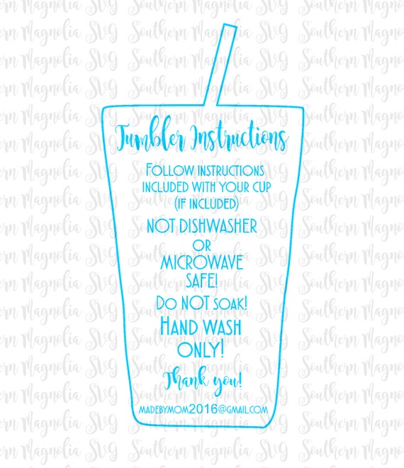 Download Tumbler Cup Care Card Instructions Print And Cut File Etsy