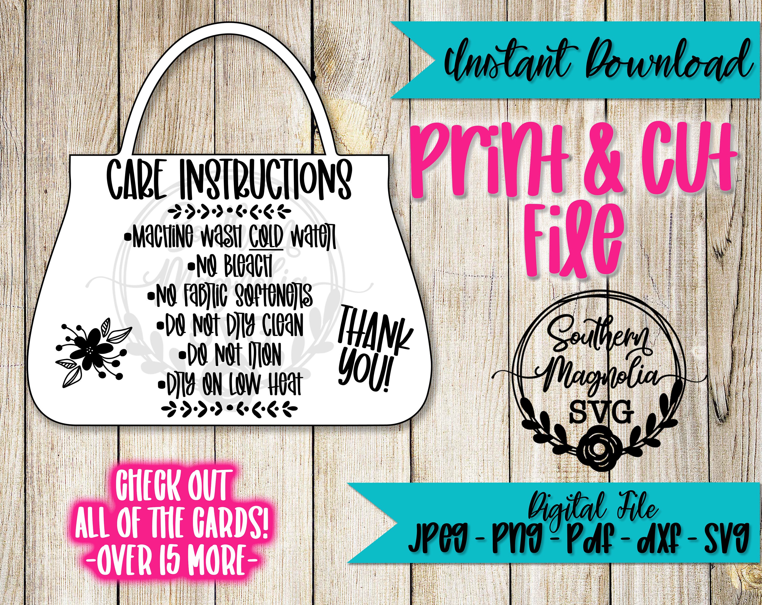 Hand Bag Care Card Purse Care Card Instructions Print and Etsy