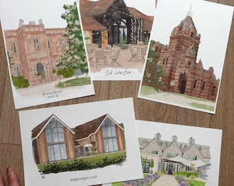 Personalisierte Hochzeit Venue Illustration benutzerdefinierte Kunstdruck