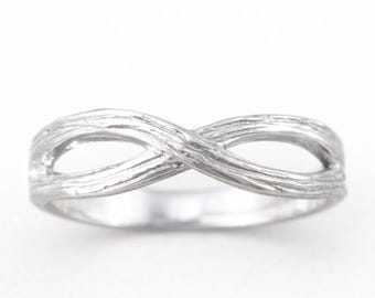 14k Gold Twig Ring Organic Nature Infinity Wedding Band Branch Bark Design Handmade Jewelry