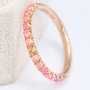 Opal Eternity Band, 14k Gold Opal Ring, Eternity Wedding Band, Opal Wedding Ring, 2mm Opal Band, Stacking Ring Black Friday Ready To Ship