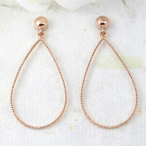 Pear Shape Vintage Wedding Earrings In Rose Gold, Dainty Dangle Drop Pear Earrings Wedding Jewelry Christmas Gift For Her Statement Earrings