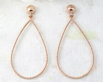 Pear Shape Vintage Wedding Earrings In Rose Gold, Dainty Dangle Drop Pear Earrings Wedding Jewelry Christmas Gift For Her Statement Earrings