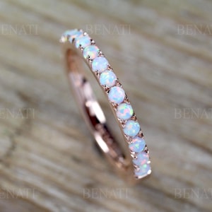 Opal Eternity Band, Rose Gold Opal Ring, Eternity Wedding Band, Thin Opal Wedding Ring, 2mm Opal Band, Opal Stacking Ring, Promise Ring Gift