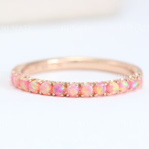 Opal Eternity Ring, 14k Gold Opal Ring, Eternity Wedding Band, Thin Opal Wedding Ring, 2mm Opal Band, Opal Stacking Ring, Christmas Gift