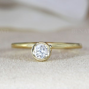 0.25 Diamond Engagement Ring, Modern 14k Solid Gold Promise Ring, Simple Diamond Ring, Minimalist Diamond Ring, Stacking Diamond Ring