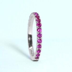 genuine natural Ruby Eternity Band, Ruby Wedding Ring, Ruby Stacking Ring, Eternity Wedding Band, Promise Ring, Rose gold Anniversary Ring