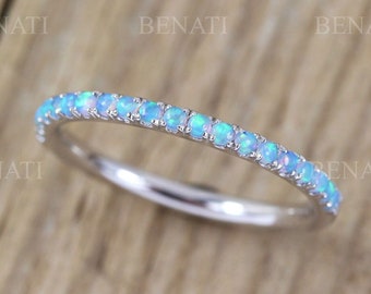 Opal Eternity Band, Opal Ring, Eternity 1.5 mm Wedding Band, Thin Opal Wedding Ring, Opal Wedding Band, Opal Stacking Ring, Promise Ring