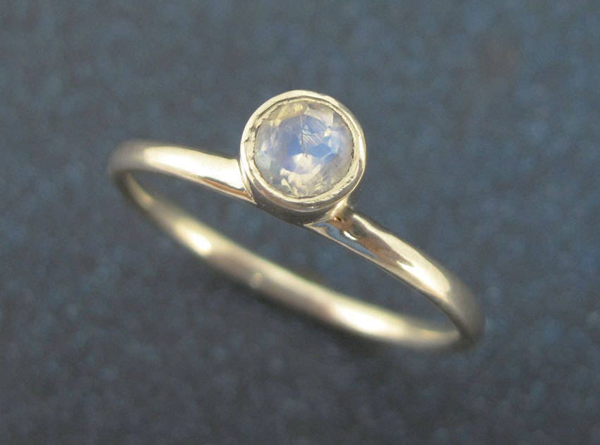 14K Moonstone Stacking Ring Moonstone Engagement Ring | Etsy