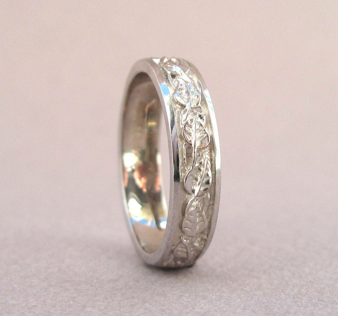 Nature Wedding Band Wedding Band for Men Leaf Nature Ring Etsy