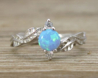 Leaf Engagement Ring, opal Leaf Engagement Ring, Opal Leaf Ring, Leaves Ring, Natural Floral Engagement Ring, Opal ring