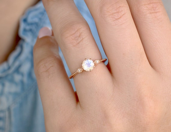 moonstone engagement ring in rose gold