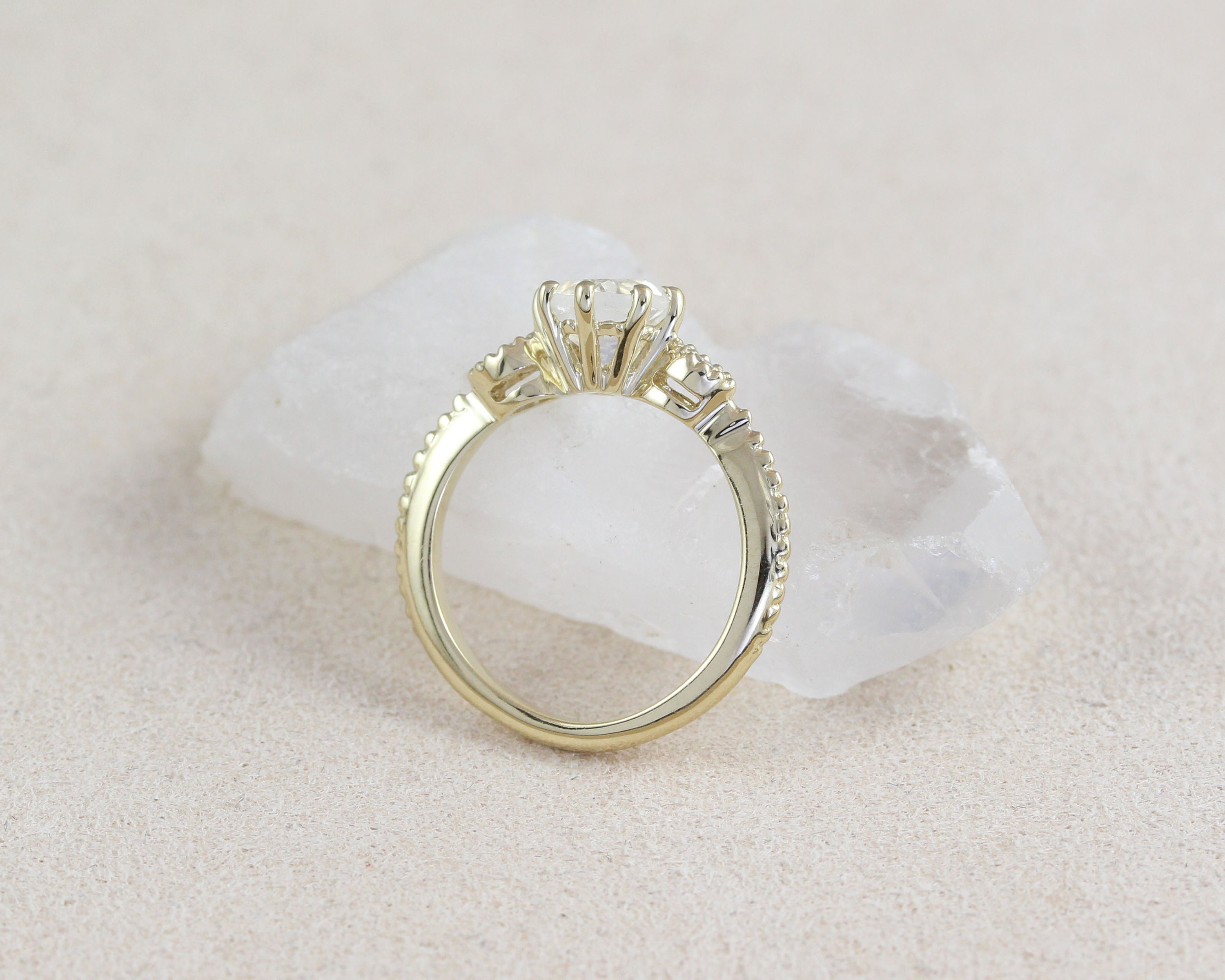 Unique Delicate Moonstone Gold Ring Vintage Filigree Style | Etsy