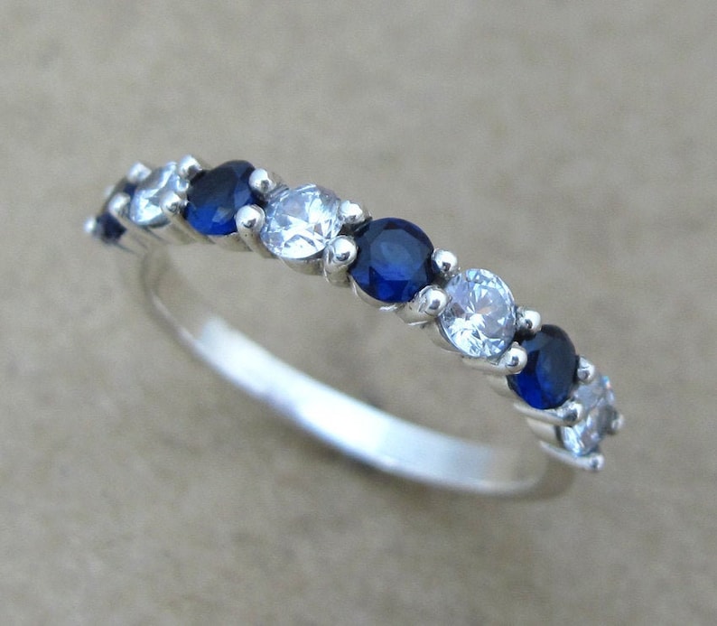 Sapphire And Diamond Eternity Band, Sapphire Eternity Wedding Ba Sapphire And Diamond Eternity Band, Sapphire Eternity Wedding Ba