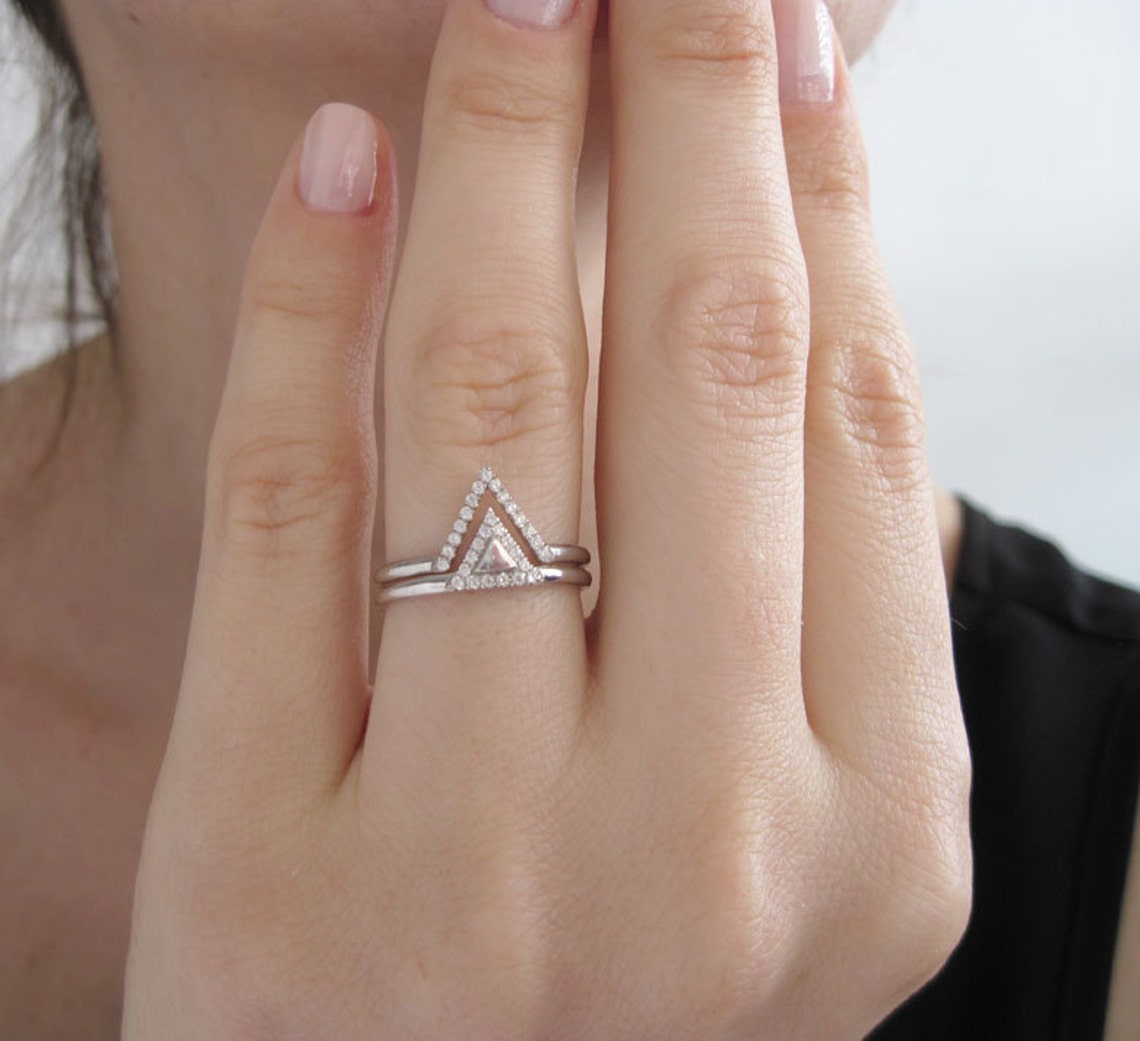 Diamond Engagement Ring Set Diamond Bridal Set Diamond Etsy