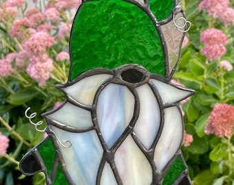 Stained Glass Gnome with Wire Heart and Swirl Accents