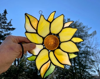 Stained Glass Sunflower Suncatcher/ Panel