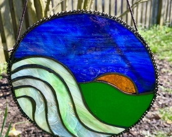 Stained Glass Circular Moon Rise