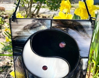Stained Glass Ying-Yang Suncatcher