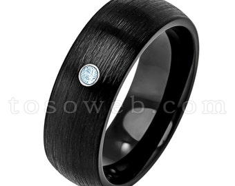 Mens 8mm Pipe Cut Edge Wedding Band Black Ion Plated Comfort Fit Tungsten Carbide Anniversary Ring