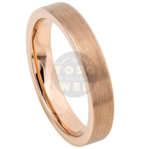 Women&#39;s 4mm Pipe Cut Edge High Polish Rose Gold IP Plated with Brushed Center Finish Ring TS7870