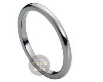 レディース 2 mm 結婚指輪 クラシック ドーム ハイポリッシュ コンフォートフィット タングステンカーバイド アニバーサリーリング TS0812