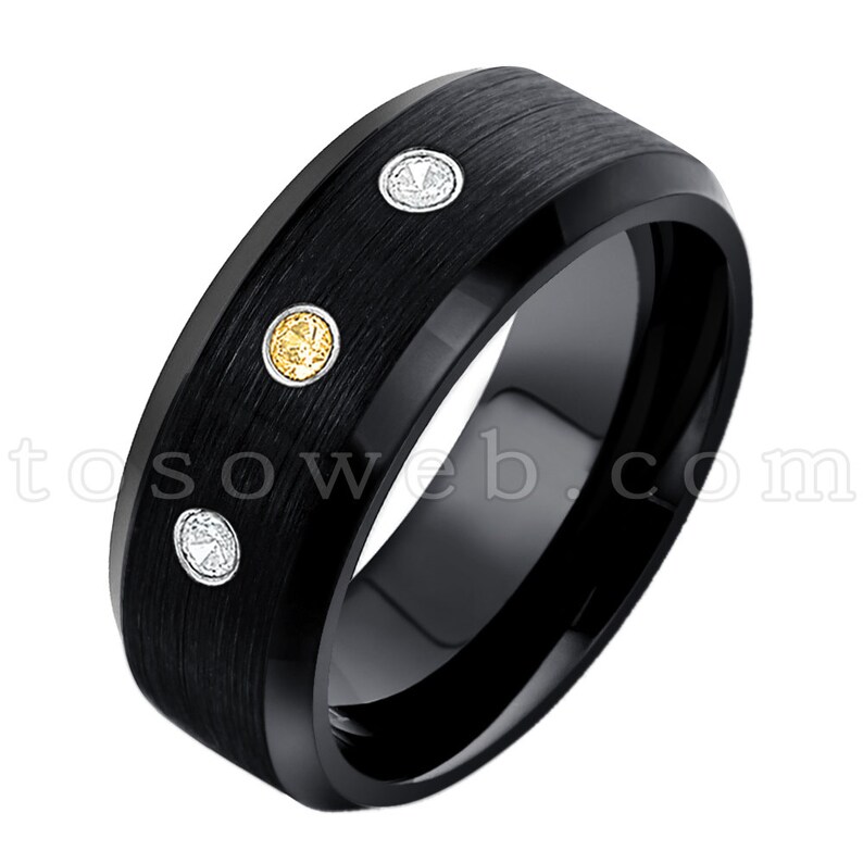 Men's November Birthstone Ring Citrine & Diamond Wedding Etsy