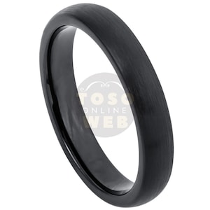 Women&#39;s 4mm Classic Dome Edge High Polish Black IP Plated with Brushed Center TS7920