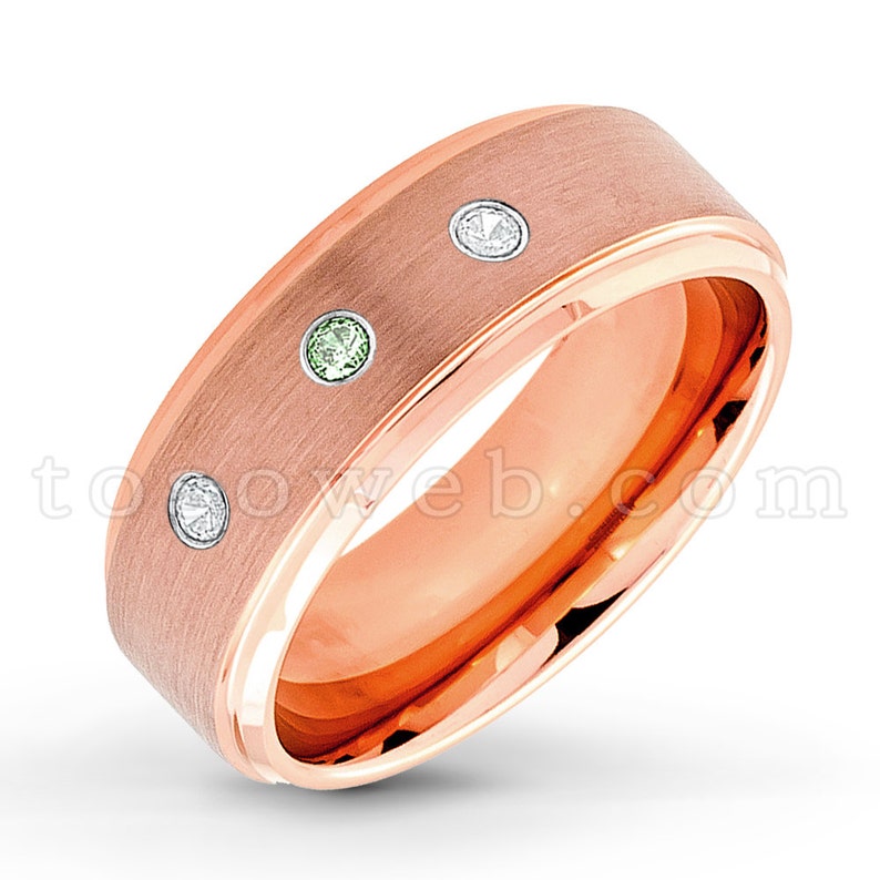 8mm Rose Gold Plated Beveled Edge Comfort Fit Tungsten Carbide Ring TS3732 June Birthstone Men/'s Alexandrite Solitaire Wedding Band
