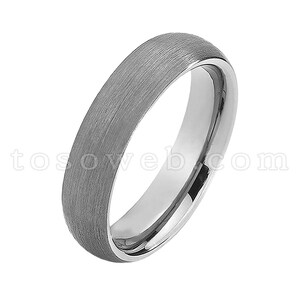 Ladies 6mm Solid Tungsten Wedding Band, Brushed Finish Center Pipe Cut Edge, Comfort Fit Tungsten Carbide Anniversary Ring TS0602