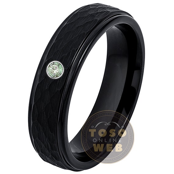 Garnet /& Diamond Wedding Band Men/'s January Birthstone Ring 8mm Black IP Brushed Finish Tungsten Carbide Ring TS2312