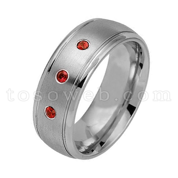 Men's Garnet \u0026 Diamond Wedding Band 