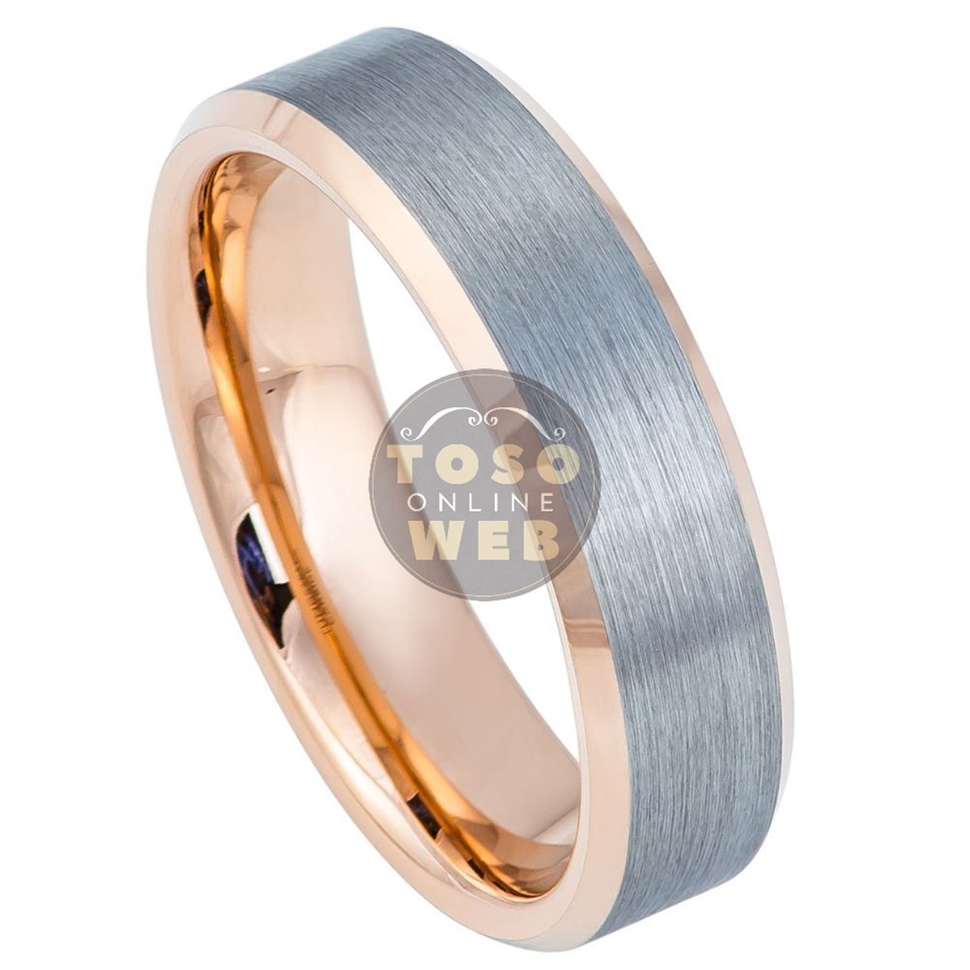 Bague Mariage Titane Bicolore 8MM - Bande Dorée 14K, Homme Et Femme, Confortable Et Durable