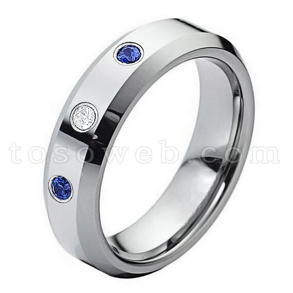 Men's Polished Stainless Steel Zircon Wedding Band – Engagement Or Anniversary Ring, Sizes 7-13