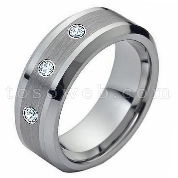 10 Size Tungsten Carbide Grooved with Braided Sterling Silver Insert 8mm Wedding Band Ring