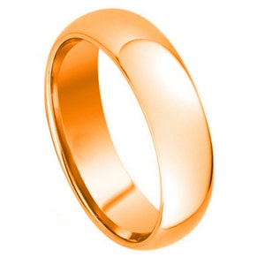 Ladies 5mm Rose Gold Plated Wedding Band, Classic Dome High Polish Comfort Fit Tungsten Carbide Anniversary Ring TS3322