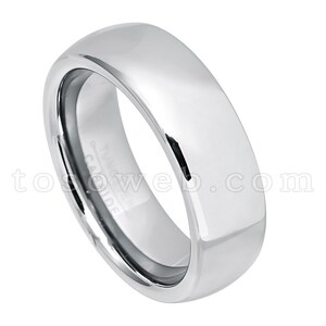 Men&#39;s 7mm Semi-Dome Wedding Band, Polished Finish Comfort Fit, Anniversary Tungsten Carbide Ring TS1752