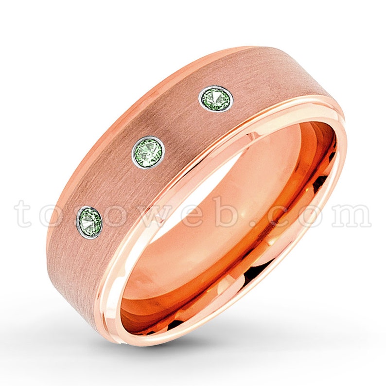 8mm Rose Gold Plated Beveled Edge Comfort Fit Tungsten Carbide Ring TS3732 June Birthstone Men/'s Alexandrite Solitaire Wedding Band