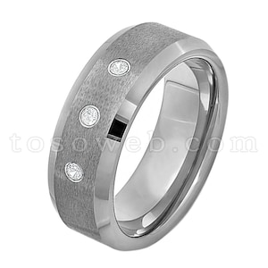 10mm Matte Center Beveled Shiny Edge Tungsten Carbide Anniversary Ring TS2022 Men/'s Black /& White Diamond Wedding Band