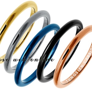 Ladies Tungsten Bands, 2mm Stackable Tungsten Rings, Comfort Fit Band, Dome Ring, Bundle or Single Band,