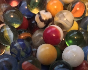 Vintage 1950-70's Lot of 30 Assorted Vintage Marbles - Various Styles and Colors