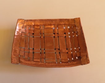 Rectangular Woven Copper Soap Dish or Tray