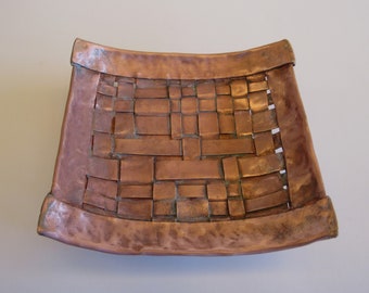 Square Woven Copper Dish for Soap, Change, Jewelry or Misc.